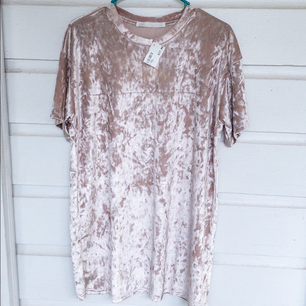 Champagne color velvet shirt/dress